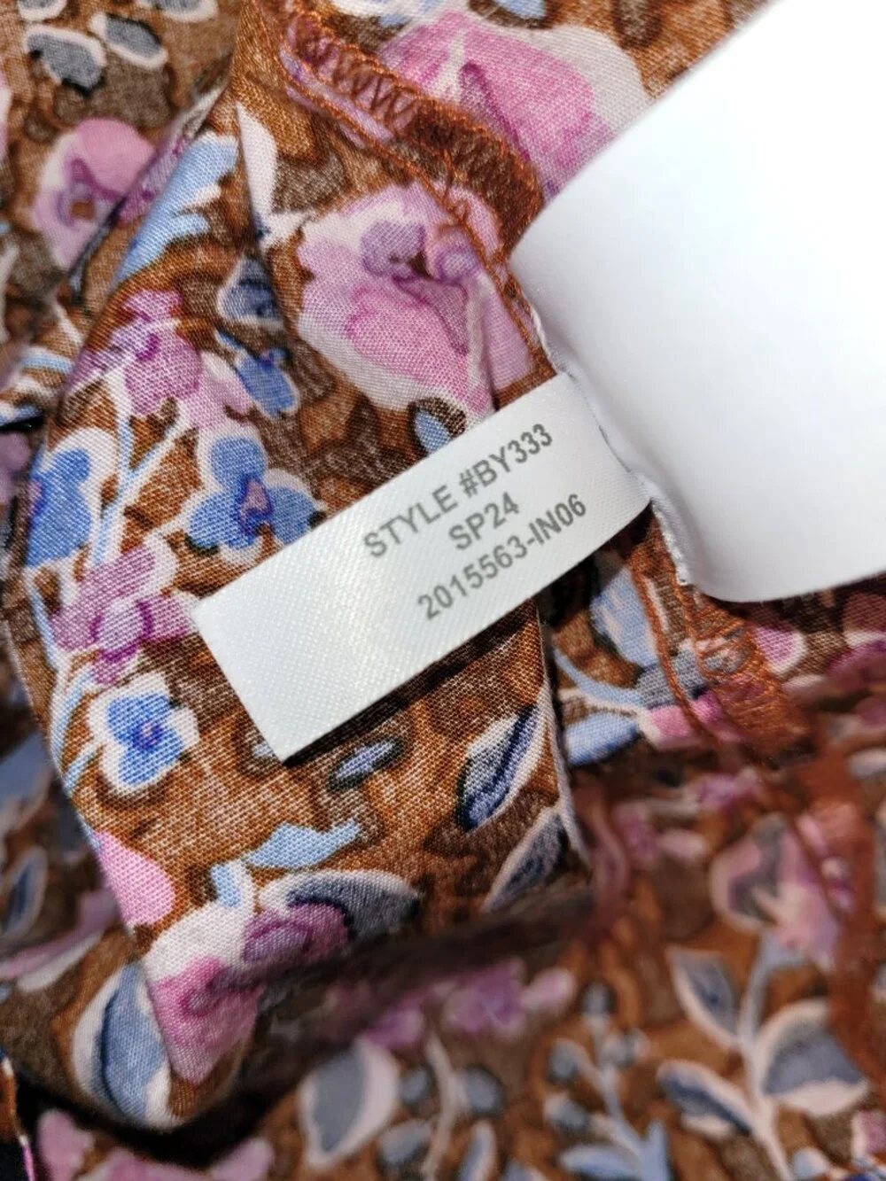 J. Crew Floral Smocked Neck 3/4 Sleeve CottonTop